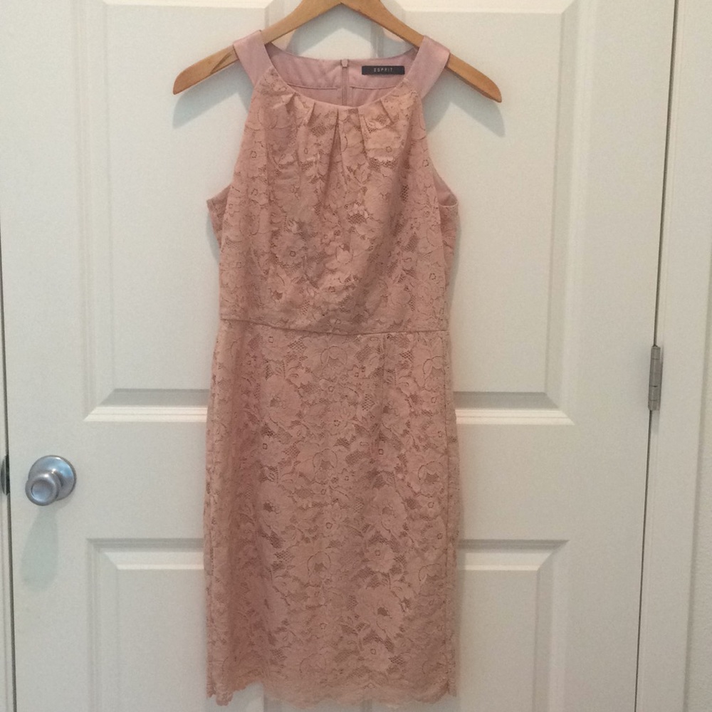 Blush lace formal dress